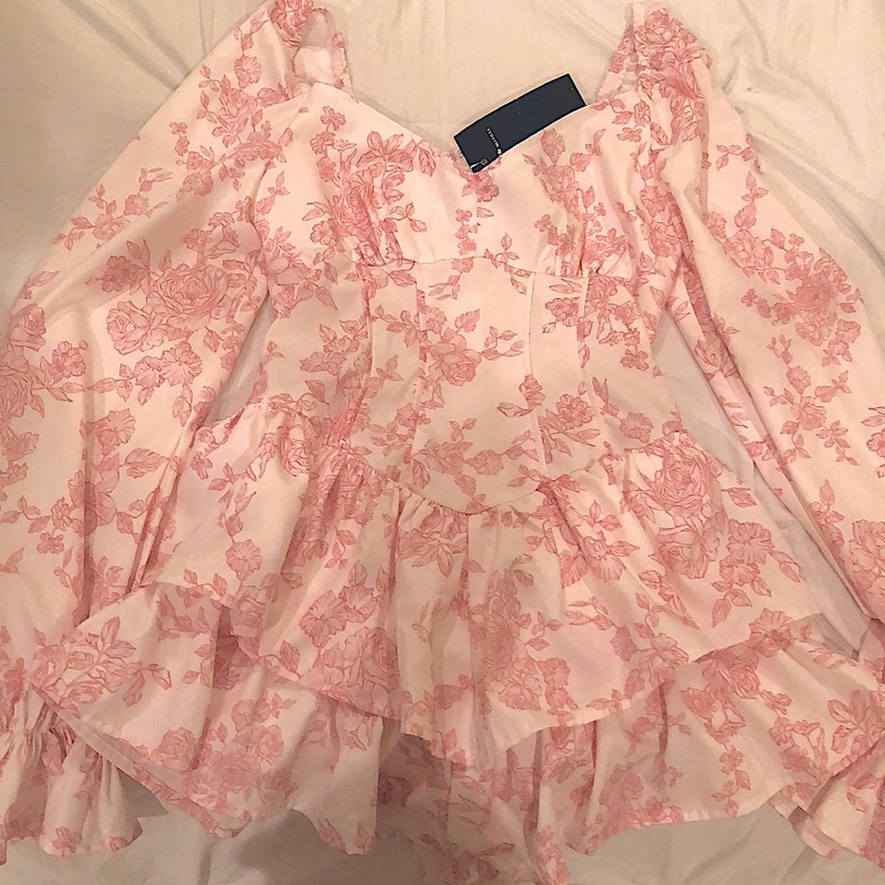 Brandy Melville Floral Mini Long Sleeve Dress